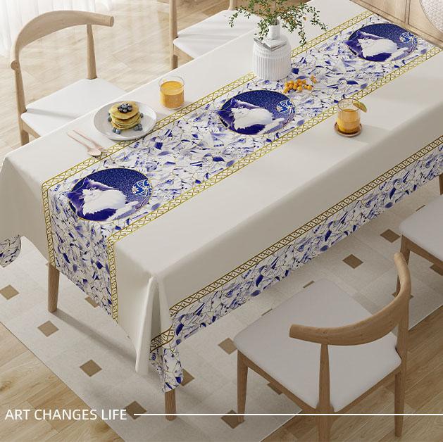 Simple Cozy Rectangular Tablecloth, Waterproof Oil-Proof Stain-Resistant, No-Wash Easy Clean Retro Vintage Kitchen Dining Table Cover