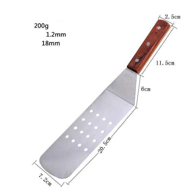 Kitchen Spatula Wooden Handle Grill Turner Stainless Steel Metal Scrape For Pancake Teppanyaki Griddle Cooking Utensil