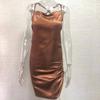 Summer New Fashion Slim Fit Sexy Straps Dress Women Backless Bandage Solid Satin Party Club Dresses Women Elegant Pleated Casual Lady Dress 26453