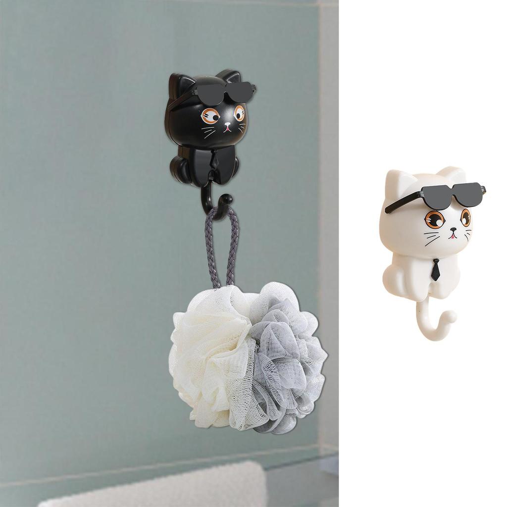 Cute Kitten Hooks Cartoon Cats Gravities Induction Decorative Hooks Creative Self-Adhesive Key Hangers Hook