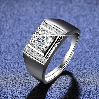 Moissanit-Ring aus S925-Sterlingsilber, ein Karat, klassischer Moissanit-Herrenring mit vier Krallen, Ehering, Vorschlag, Diamantring, Geschenk für Freund