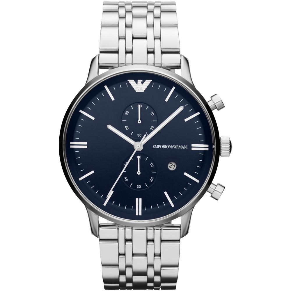 

Emporio Armani Gianni XLarge Blue Stainless Steel Silver Men s Quartz Chronograph Watch AR1648 синий