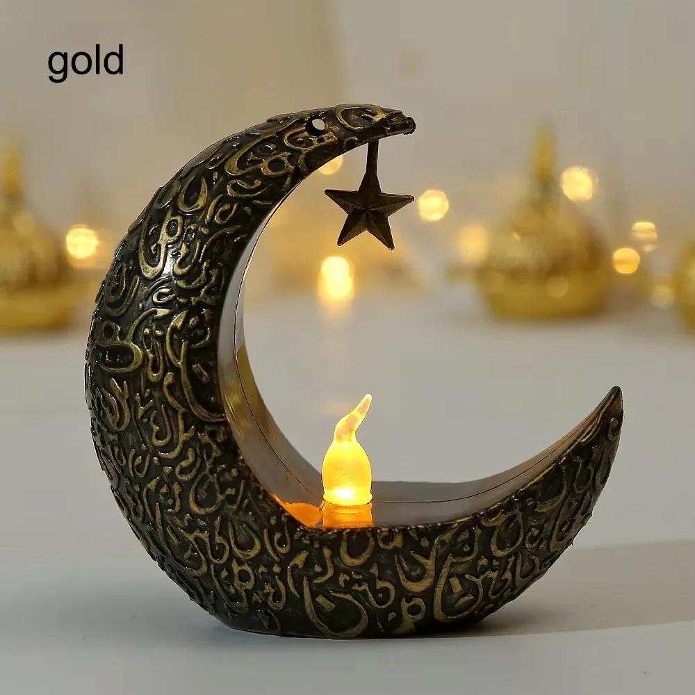 Ramadan Decoration - Star and Moon LED Hanging Light, Electronic Candle Lamp for Ramadan, Home Decoration, Festival Gift