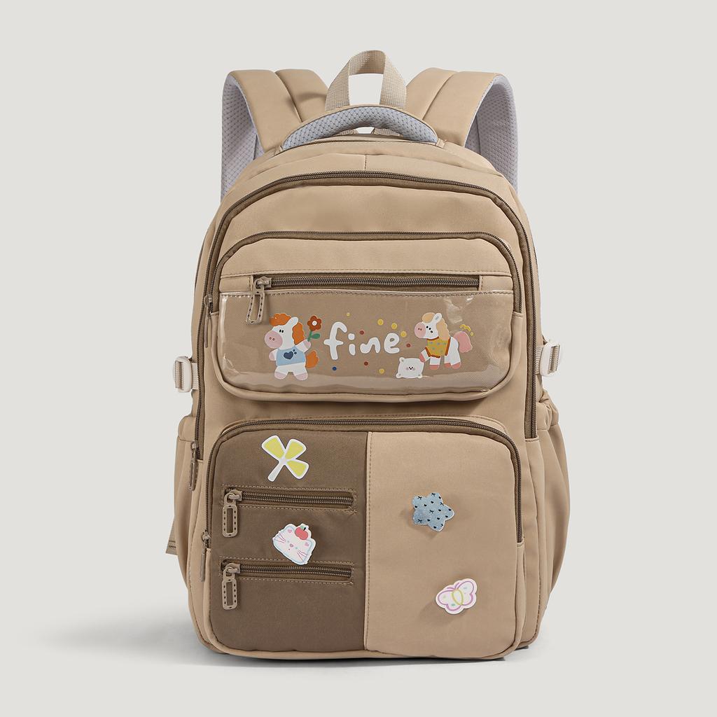 Cartoon Casual Backpack for Girls,Large Capacity School Bag,Spine-Protecting Bookbag for Elementary Students with Ergonomic Back
