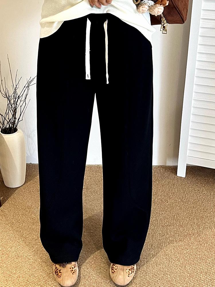 Plus Size Women's High-Waisted Wide-Leg Sweatpants - Winter 2025 Versatile Plus Velvet Pants