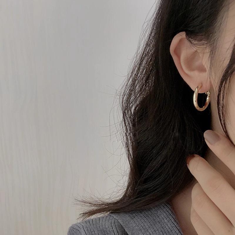 Trendy 2023 Gold Circle Hoop Earrings - French European Niche Stud Design for Women