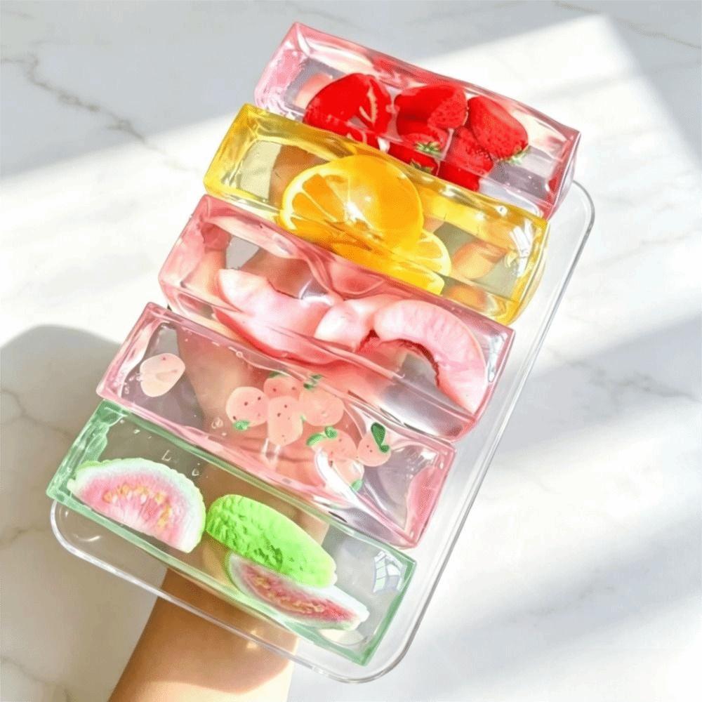 Transparent Fruit Ice Cube Squishy Toy Soft Fruit Jelly Stick Fruit Squishy Toy Birthday