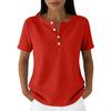 V Neck T Shirt Women Short Sleeve Casual Button Down Shirt Ladies Fashion Top