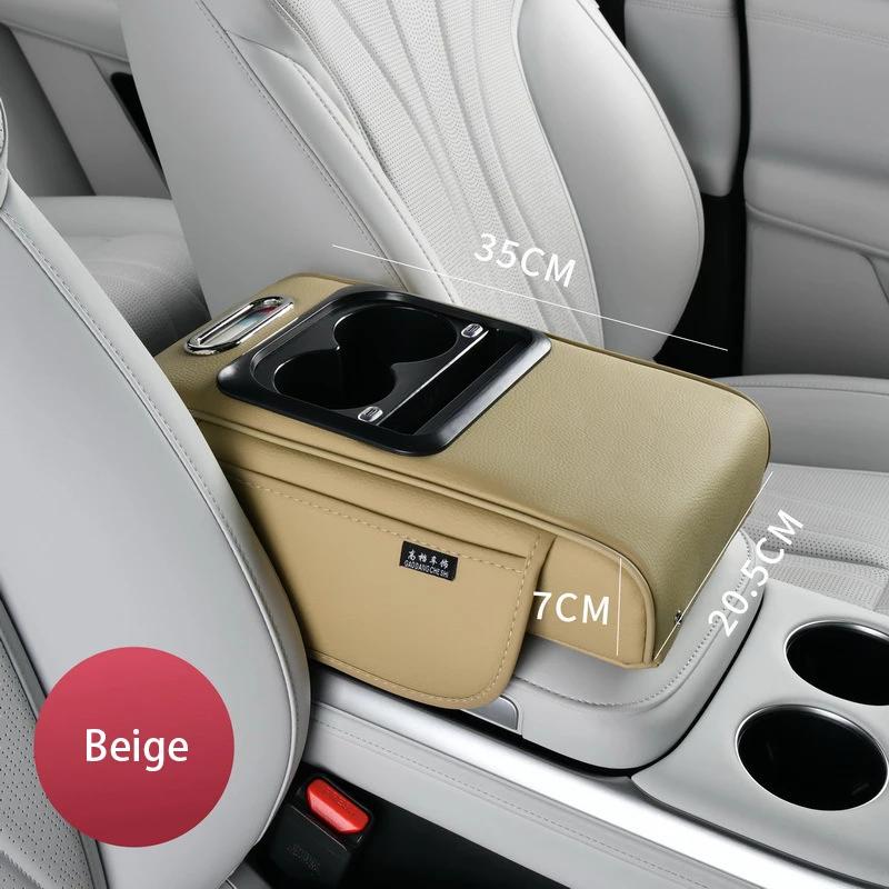 Multi-Function Portcar Armrest Box Booster Pad With Usb Port Car Tissue Box Center Armrest Box Storage With Water Cup Holder