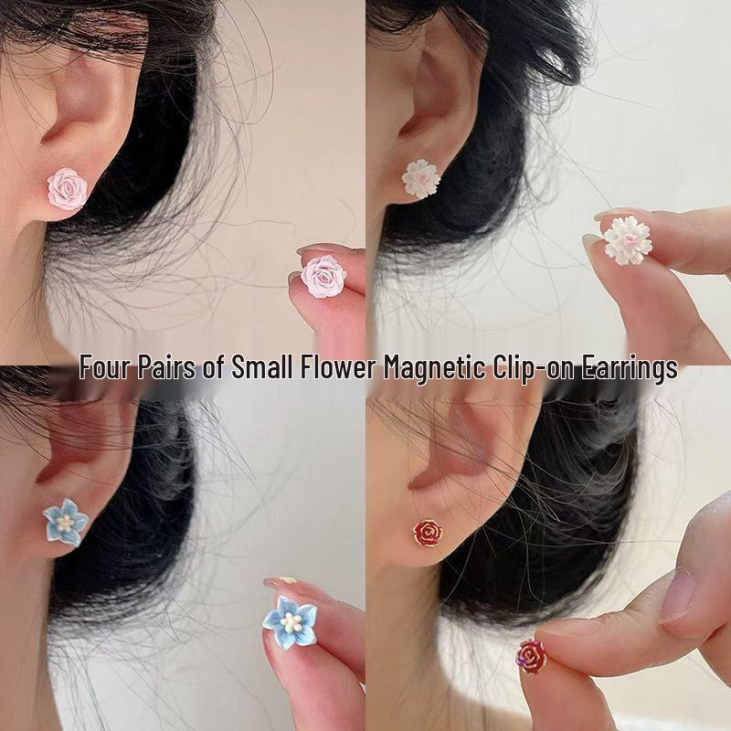 Pink Rose Magnetic Ear Cuff for Women: 2025 Sweet Style, Light Luxury High-End Earrings