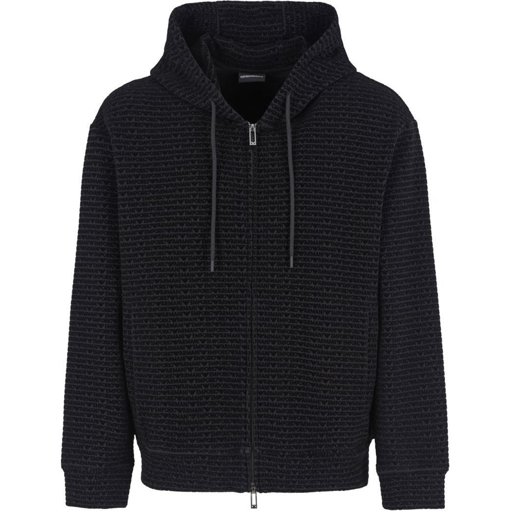 Emporio Armani Ss24 Logo All Over Print Drawstring Hooded Zip Long Sleeve Sweatshirt Men sweatshirt Navy-Blue 6D1MB0-1JHSZ-0920 XXL 18900₽