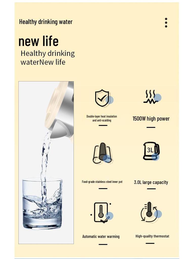 Wanlida 2025 Electric Kettle: Automatic Power-Off, Large Capacity, Insulated Boil, Household Use