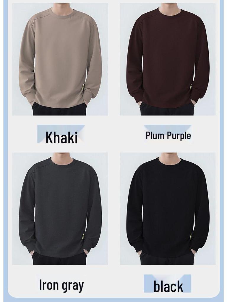Men's Raglan Hoodie: Casual Round Neck, Long Sleeve, Plus Velvet, Thickened Base Layer for Spring, Autumn, and Winter.