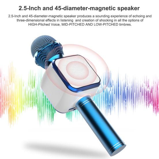 DS878 Wireless Microphone Five Sound Modes Support U Disk/TF Card Metal 4 In 1 Bluetooth-compatible Condenser Mic Music Player for Boys Girls