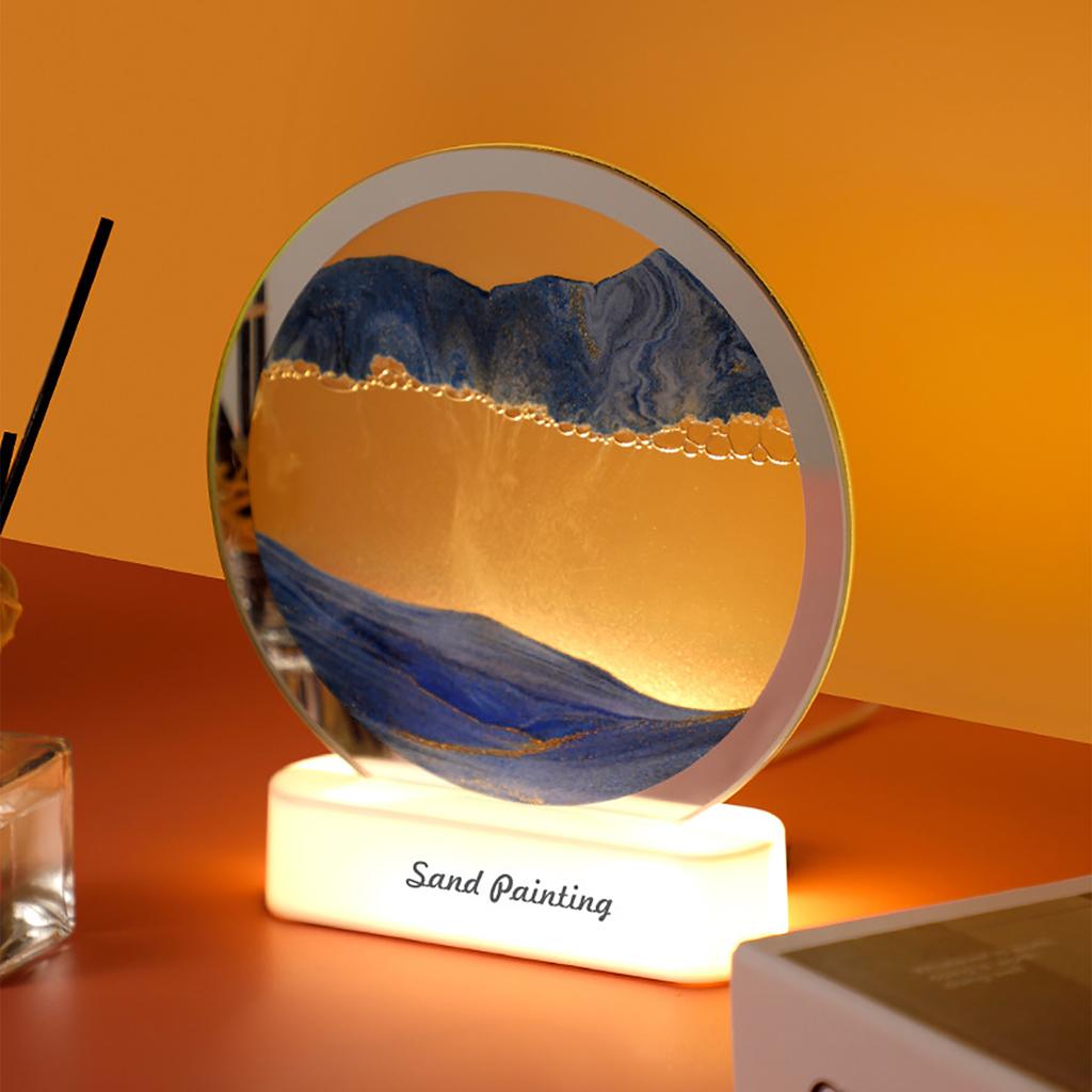 Moving Sand Art Picture Sandscape in Motion Display Flowing Sand Frame for Home Office Desktop Decoration