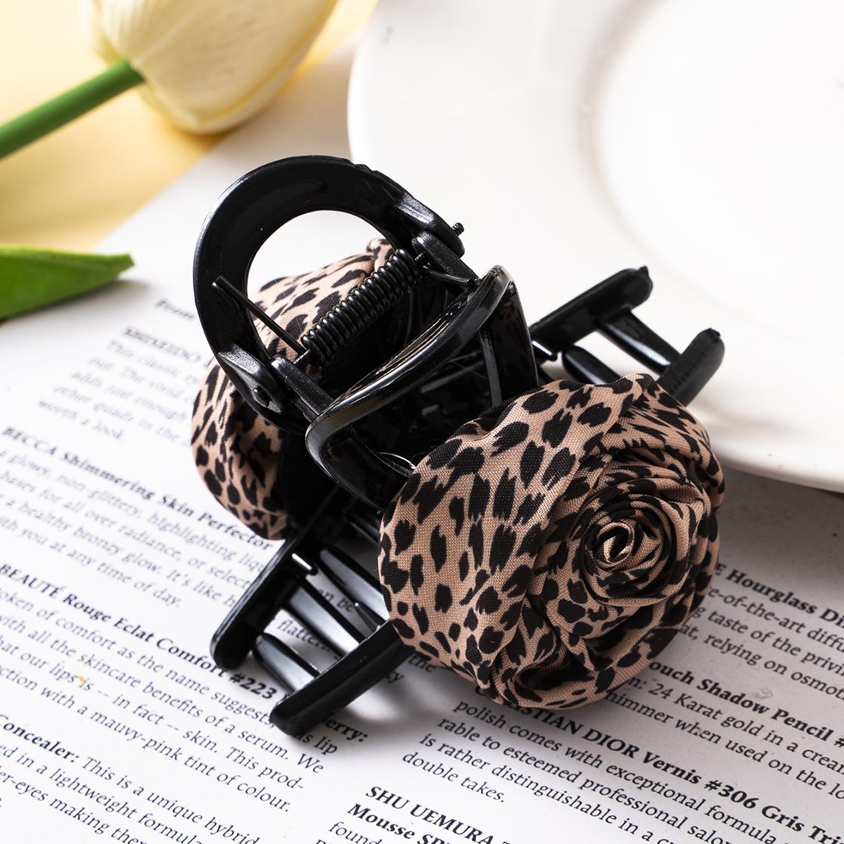 

Женские заколки для волос с леопардовым принтом, розы, цветы, крабы, модные шпильки, заколки-автоматы, аксессуары для волос для хвостика, подарки для девочек