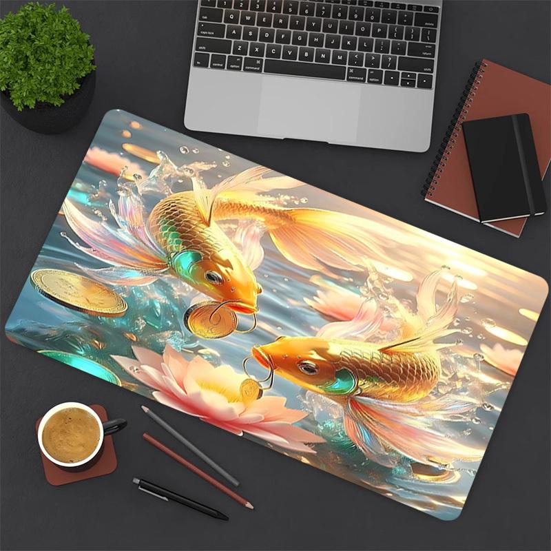1PC Fish Money Oversized Mouse Pad - Non-Slip Rubber Base Perfect for Office School Esports Home Decor Desk Mat 241A