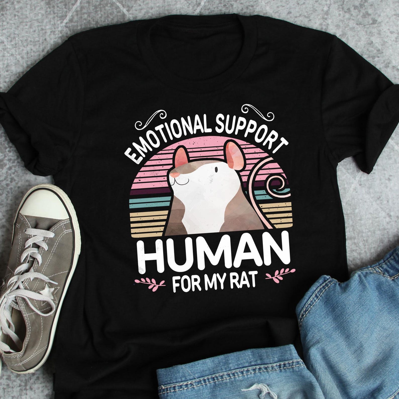 Rat Shirt, , Funny Rat Lover Gift, Cute T-shirt, Pet Lover Tshirt, Tee, Tops Rat Mom Dad Rattie Hooded ESA Emotional Support Animal 100
