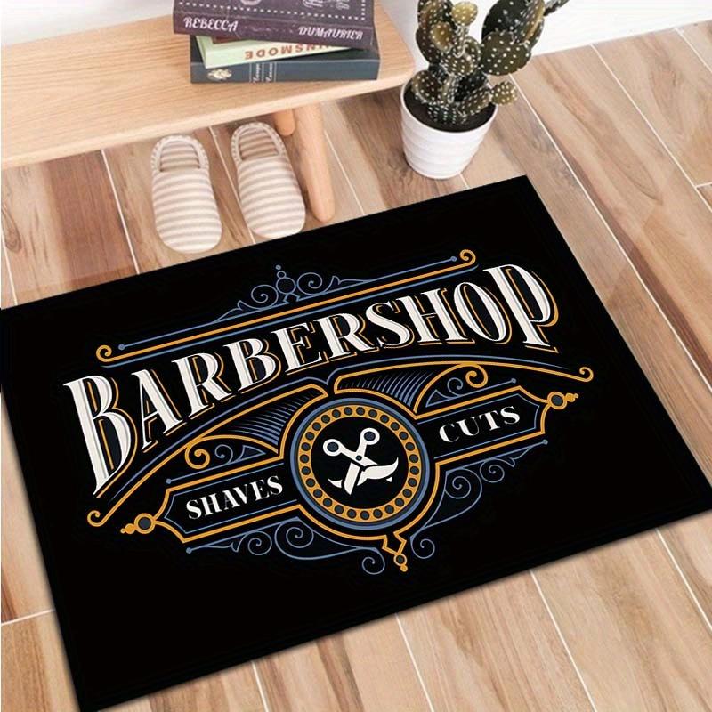 

Barbershop Art Door Mat , Non-Slip Polyester Rug , Machine Washable , Indoor Office & Bedroom Decor 40x60cm