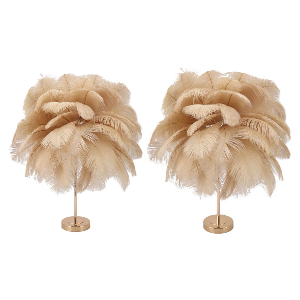 Feather Table Lamp 3 Color Dimmable Touch Switch USB Plug in Romantic Modern Decorative Bedside