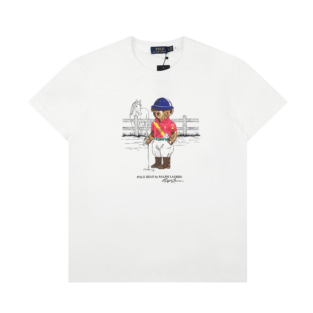 T-shirt Ralph Lauren Estiva da Uomo e Donna 100% Cotone con Orso Polo e Stampa Orso Jockey & Firma