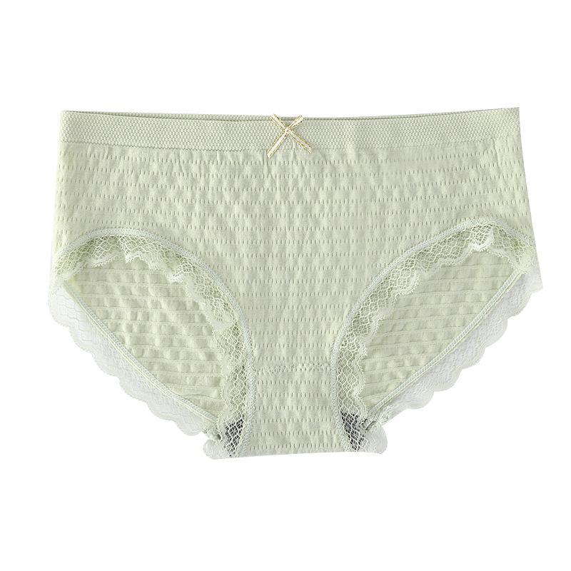 Seamless Mid-Waist Lace Thong - Breathable Nude Feel Women's Underwear
