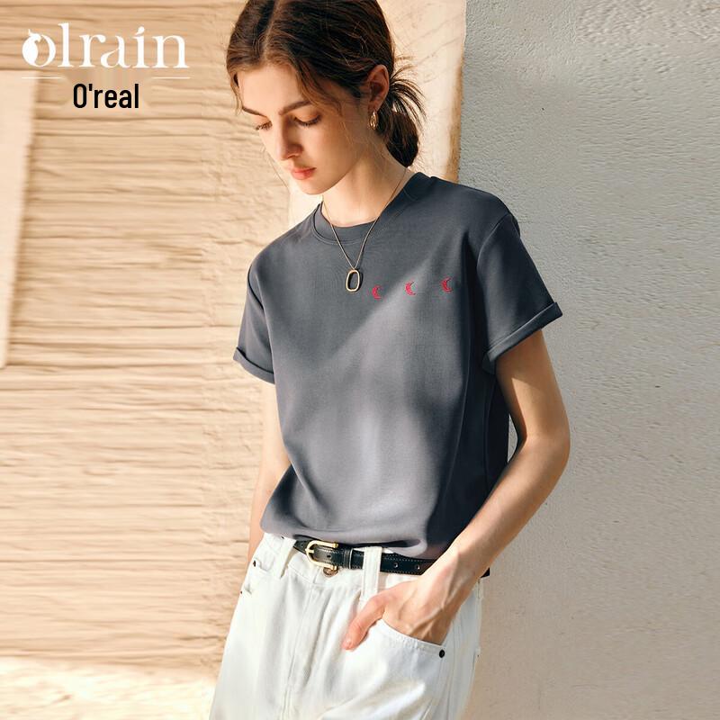Olrain Women s Embroidered Short-Sleeve T-Shirt M