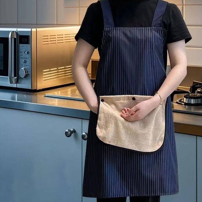 Sleeveless Cross Back Restaurant Uniform Removable Hand Towel Anti Fouling Cooking Baking Waterproof Kitchen Apron