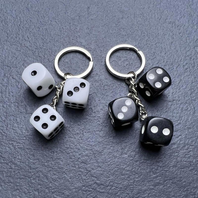 Smiling Face Dice 8 Ball Charm Keyring Backpack Decoration Handmade Pendant Keyring Fashion Bag Charm Fashion Keychain