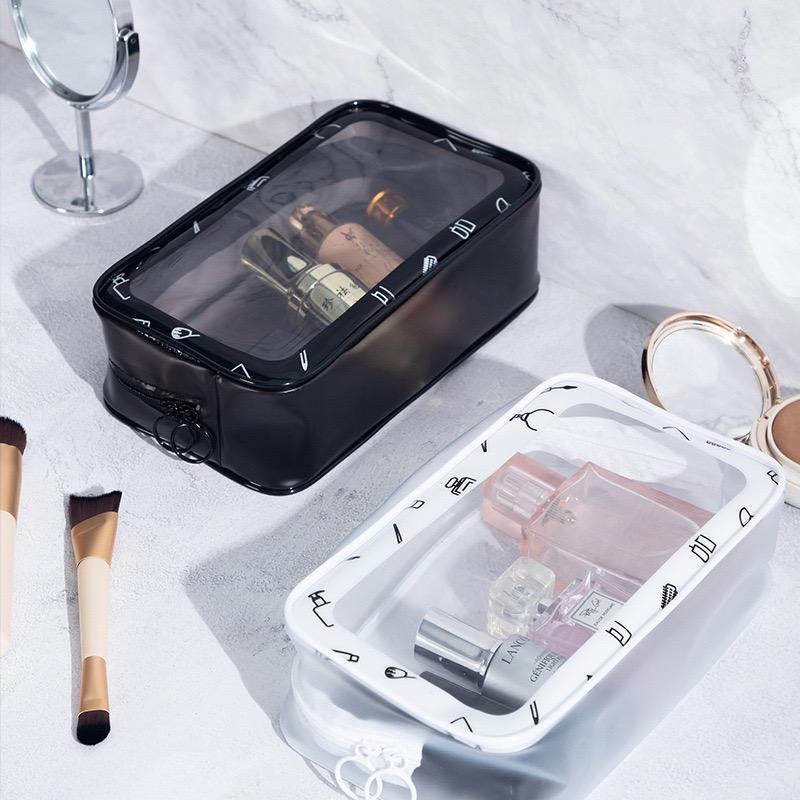 A pvc transparent makeup bag Waterproof zipper bag New cosmetics storage bag Travel large capacity toiletry bag