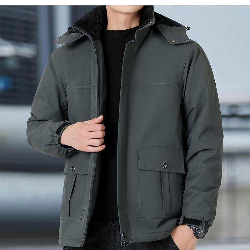 Fashionable and versatile Men's Thickened Warm Winter Jacket - Wrinkle Resistant Lightweight Soft and Cozy Long Sleeve Down Jacket
