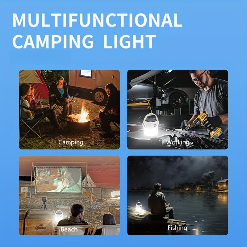 Solcelle campinglys USB oppladbart med metallkrok teltlys display batterinivå Utendørsaktivitet camping fiske Kompakt design