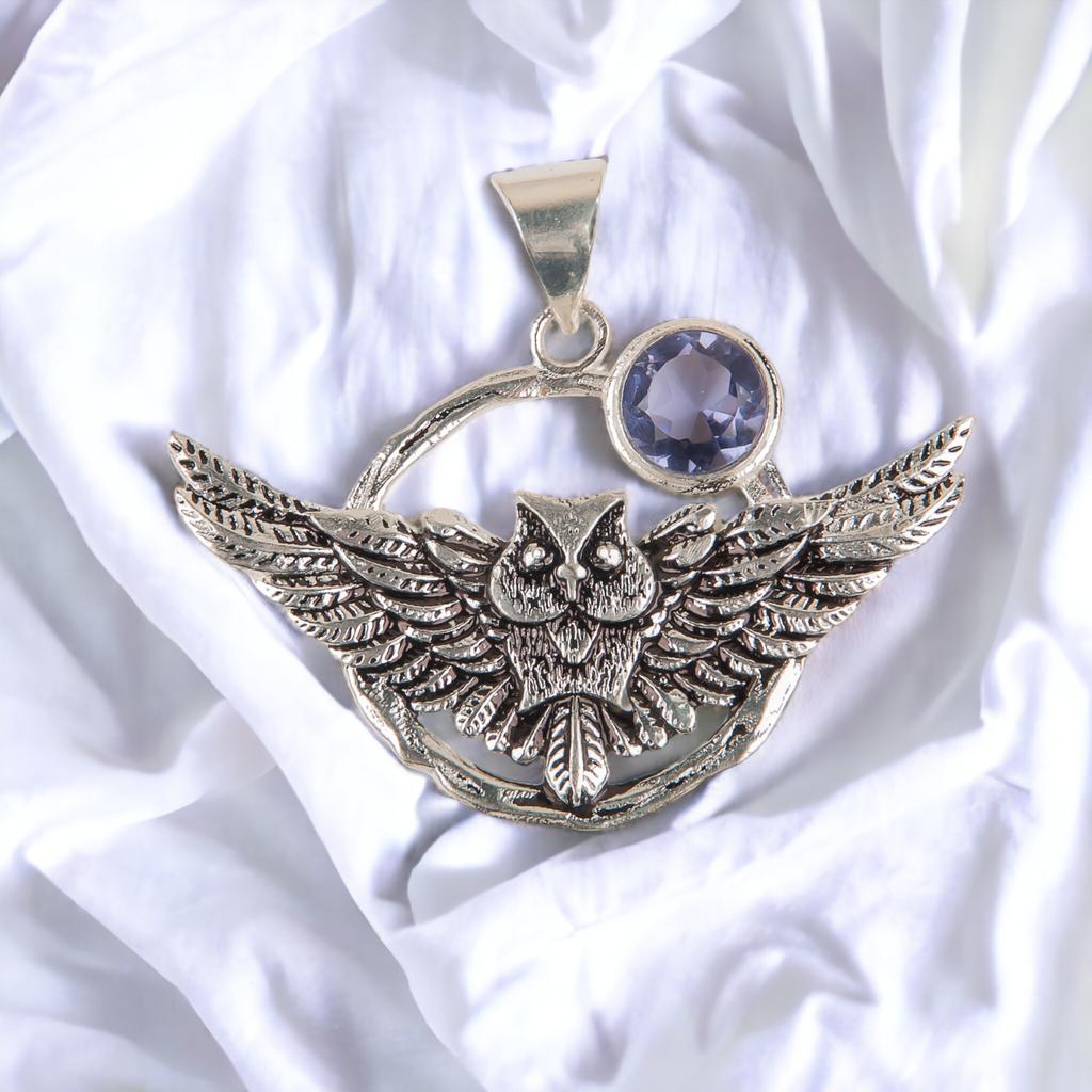 Natural Gemstone 925 Solid Silver Designer Jewelry Pendant 1.48" Christmas Gift CP-17
