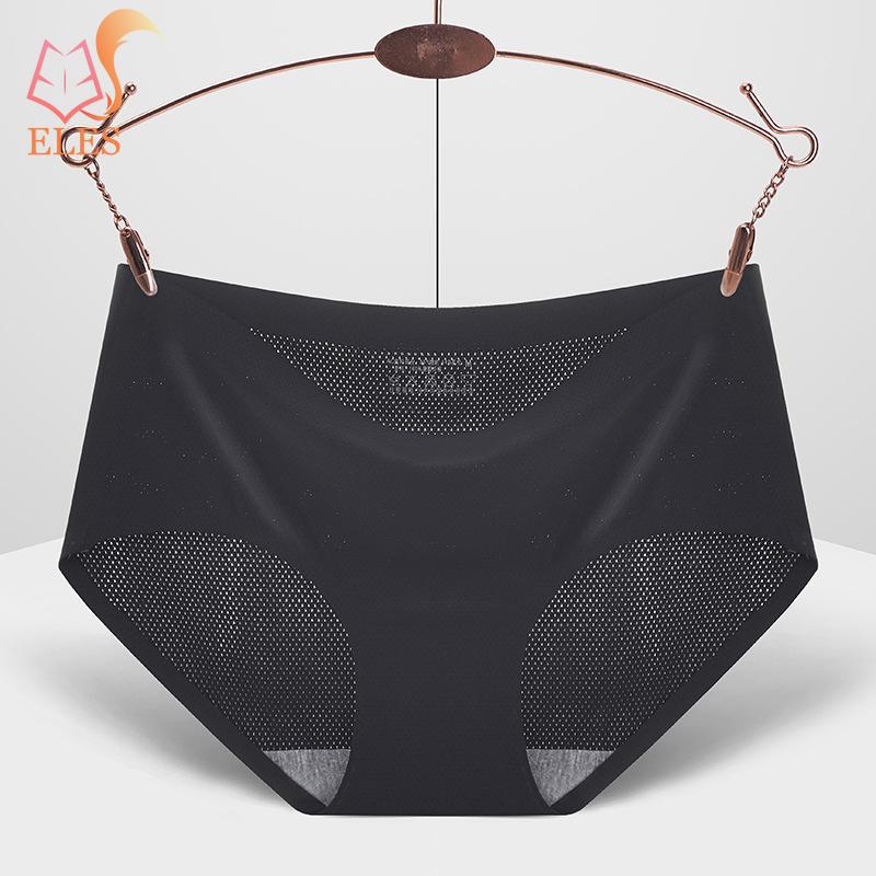 

Бесшовные женские трусы из ледяной сетки, сетчатое дышащее сексуальное нижнее белье со средней талией M чёрный
