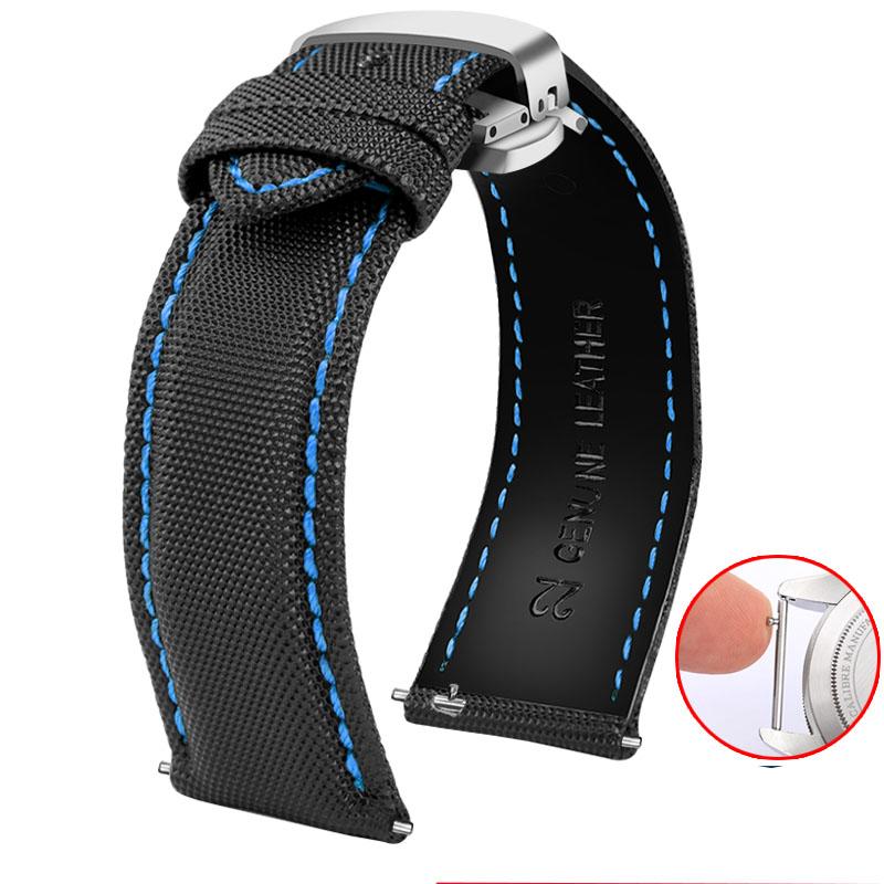 Für Mido Nylon Lederarmband Commander M021 M025 Multifort M005 Tissot CASIO Schwarz Orange TAG Heuer Nylonarmband 20mm 21mm 22mm