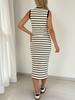 2026 Women's Casual Striped Knit Top & Skirt Set: European & American Spring/Summer Sleeveless Two-Piece