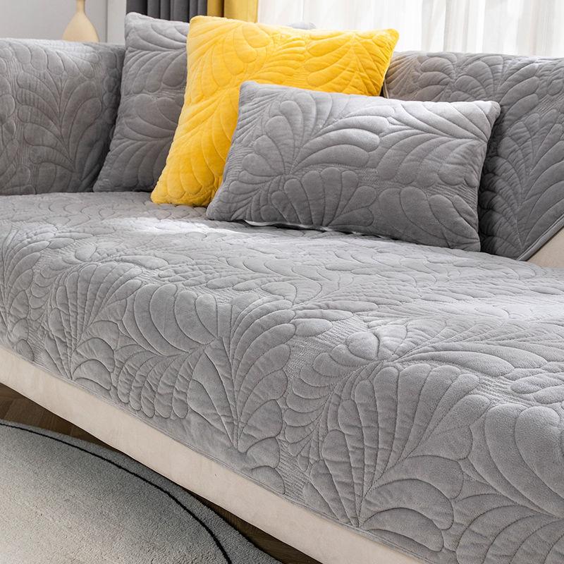 Crystal Plush Sofa Cushion, Simple and Modern Solid Color Thickened Seat Cushion, Warm and Non-slip Winter Sofa Cover