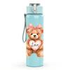 1PC Pink Love Teddy Bear Cartoon 750ml Color Plastic Sports Water Bottle Leakproof Flip Straw Lid Suitable for Sports Office Home Use