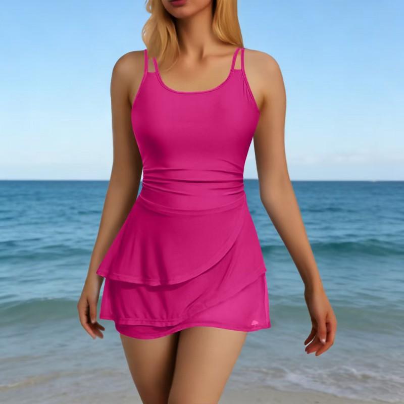 Maillot de bain une pièce jupe pour femme pour montrer amincissant couvrir le ventre conservateur Natation