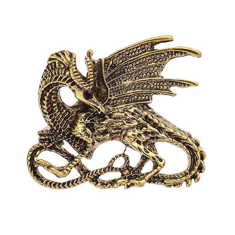 Latest Retro Wing Men Dragon Pin Brooch Pin Metalized Animal Lapel Pins Jewelry Suit Shirt Collar Badge Brooches Clothing AccessoriesVintage Jewelry