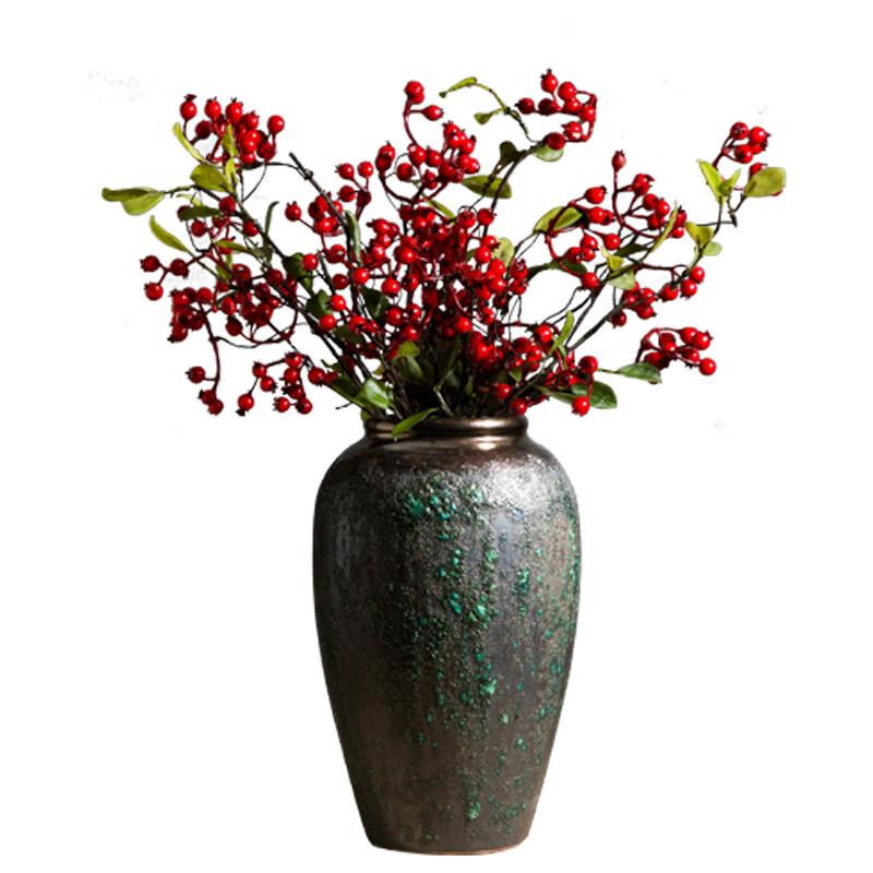 Retro Gulddekorerad Blommig Keramisk Vas & Kruka (Set om 2)