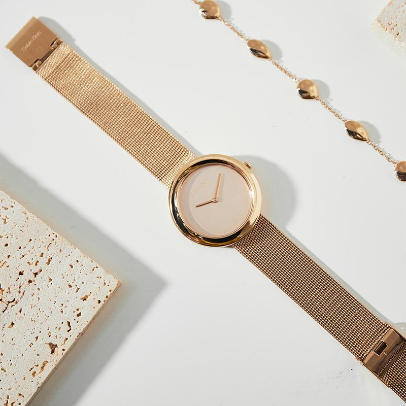 Calvin Klein Elegant Series Watch Quartz Movement Stainless Steel Bracelet Mother Of Pearl Dial Women Watches K8G23626