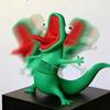 Juguetes Modelo de Lagartos Hopperes Tom con Sudadera Roja Impresos en 3D – Figura Divertida de Lagarto Decoración de Escritorio para Regalo de Cumpleaños de Adulto y Niños