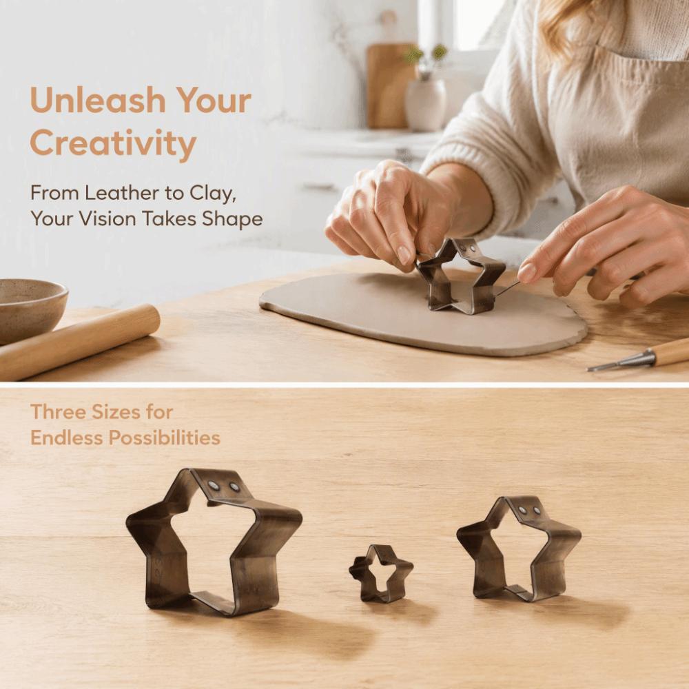 3pcs Different Sizes Leather Die Cutter Steel Material With Storage Box Leather Punch Die Set Hollow Star Design