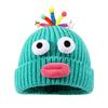 Women Knitted Hat Sausage Mouth Design Ear Protection Warm Hat 3D Big Eyes Versatile Hat Winter Accessory