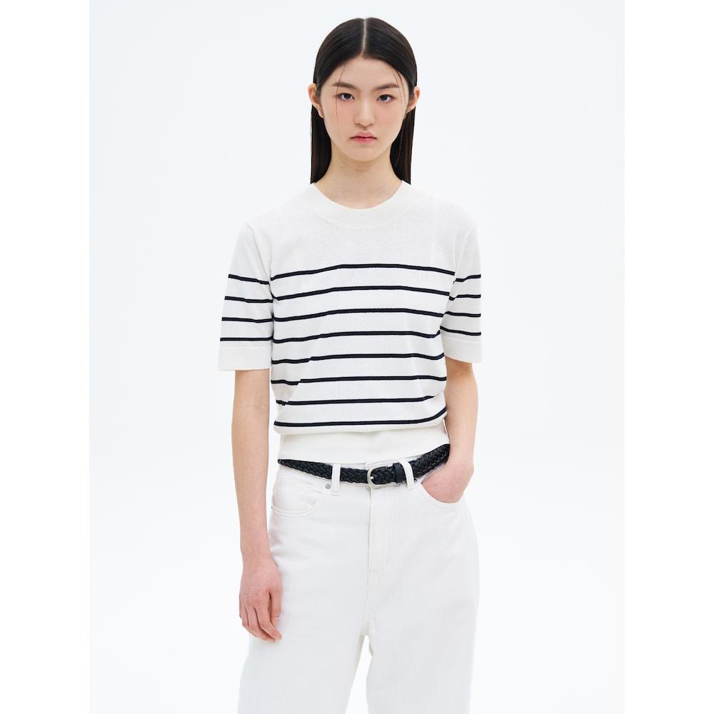 8Seconds Striped Short Sleeve Pullover Ivory Ivory/L