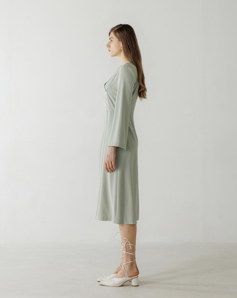 Ish V-Neck Flared Sleeve Dress (Mint)