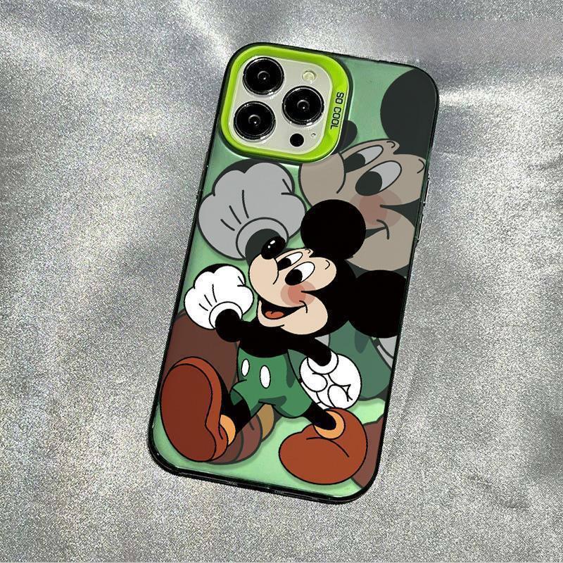 Trendy Mischievous Mickey Silver Electroplated Hard Shell Phone Case for iPhone 15 Pro Max & 14
