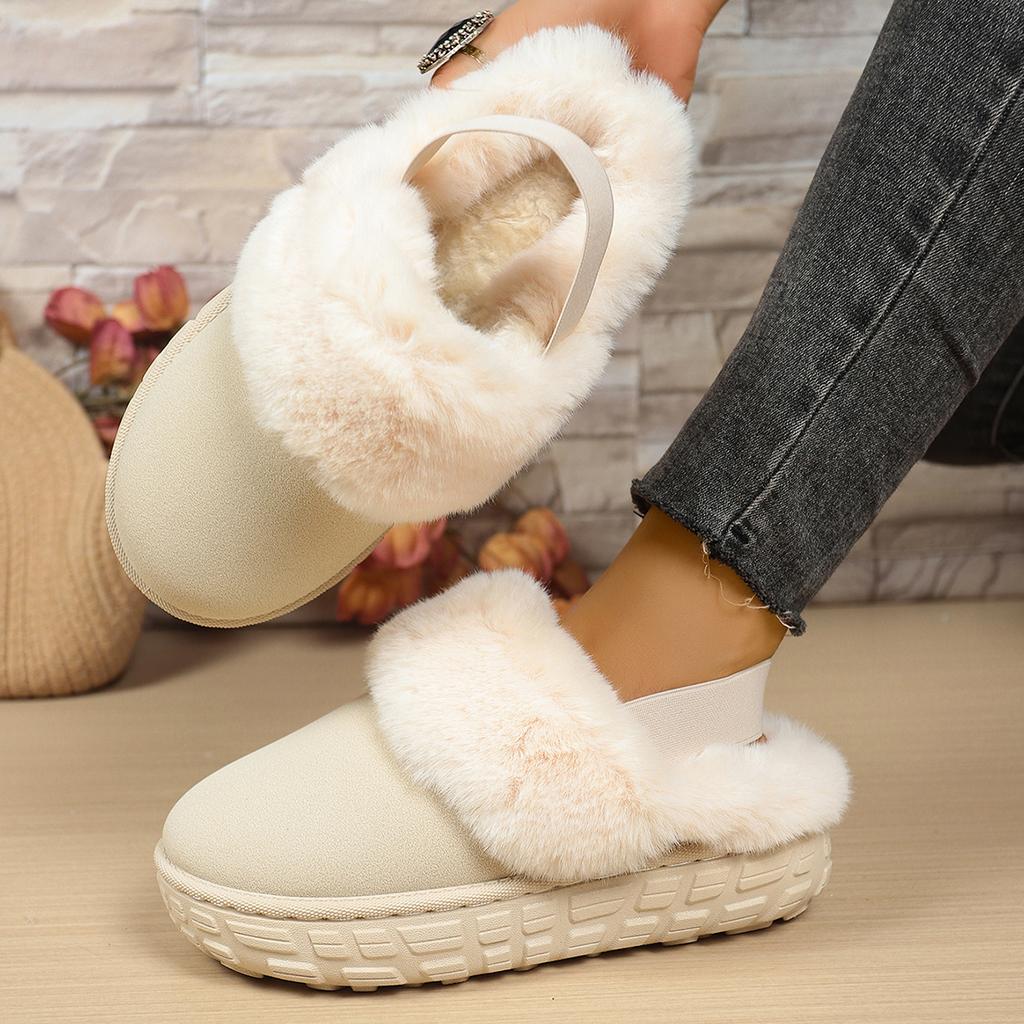 Fashion Cotton Slippers Women New Winter Furry Fashion Warm Shoes Ankles Plush Cozy Slides for Home Indoor Soft Sole Cotton Slides Women