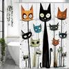 Cute Cartoon Cat Shower Curtain, Bathroom Decorative Shower Curtain, Waterproof Shower Curtain with Hooks